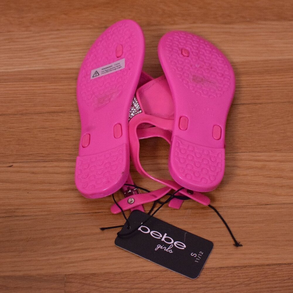 *NWT* Girls BeBe Barbie Pink Rhinestone Sequin Sandals - Size Girls S11/12 - Picture 3 of 3